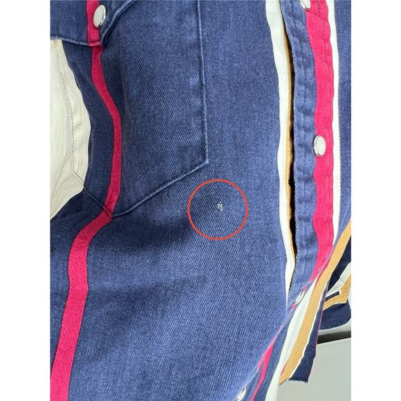 Vintage Wrangler Brushpopper Western Multicolor Pearl Snap Stripe Size Large - Picture 3 of 9